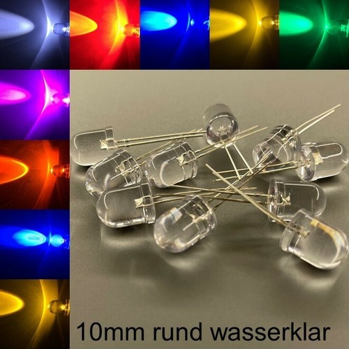 10mm leds rund wasserklar alle - 10mm,