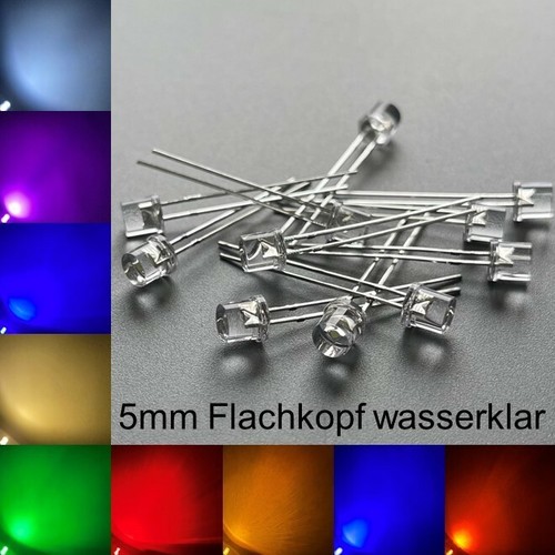 5mm leds flachkopf wasserklar - 5mm,